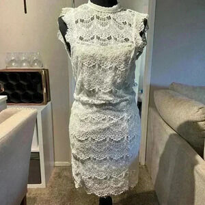Free People Intimately White Lace Daydreamer Open Back Mini Dress Size S